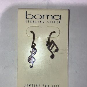 Cute NOC Boma Sterling Silver Music Note Earrings